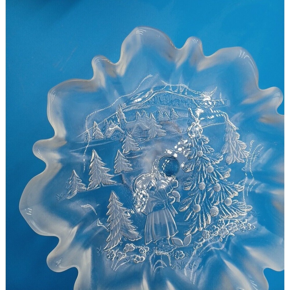 Vtg Clear Mikasa Christmas Story Pedestal Footed Small Cake‎ Serving Platter - Picture 9 of 12